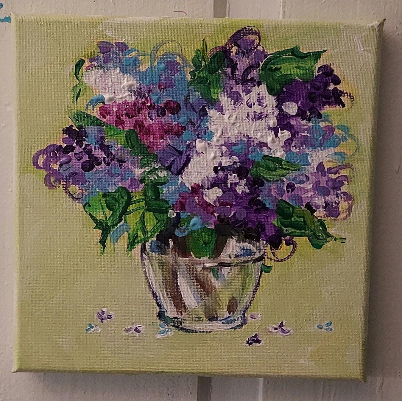 Lilacs Painting, Lilacs in a Vase, Original Acrylic Painting - Etsy