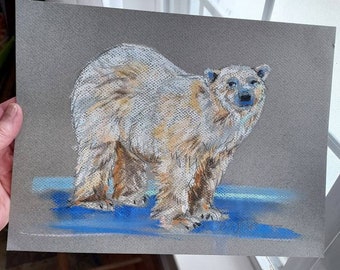 Polar Bear, Original Pastel Drawing