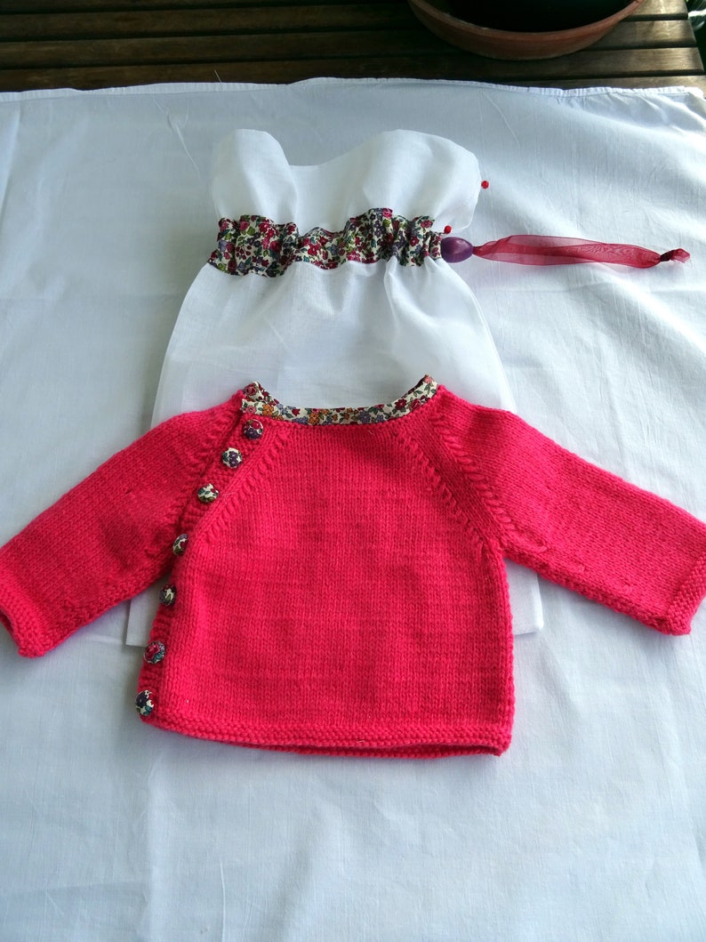 Brassière bébé fille laine encolure et boutons liberty | Etsy