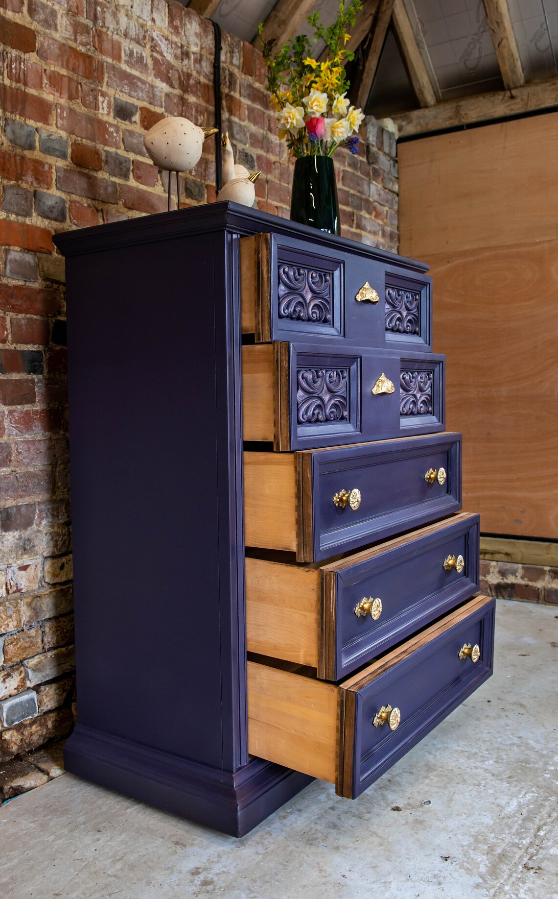 Solid Wood Painted Tallboy Chest Of Drawers Etsy