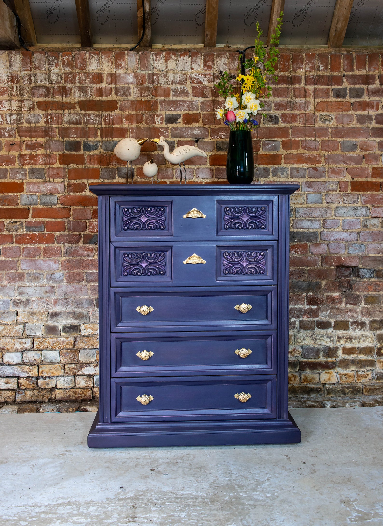 Solid Wood Painted Tallboy Chest Of Drawers Etsy