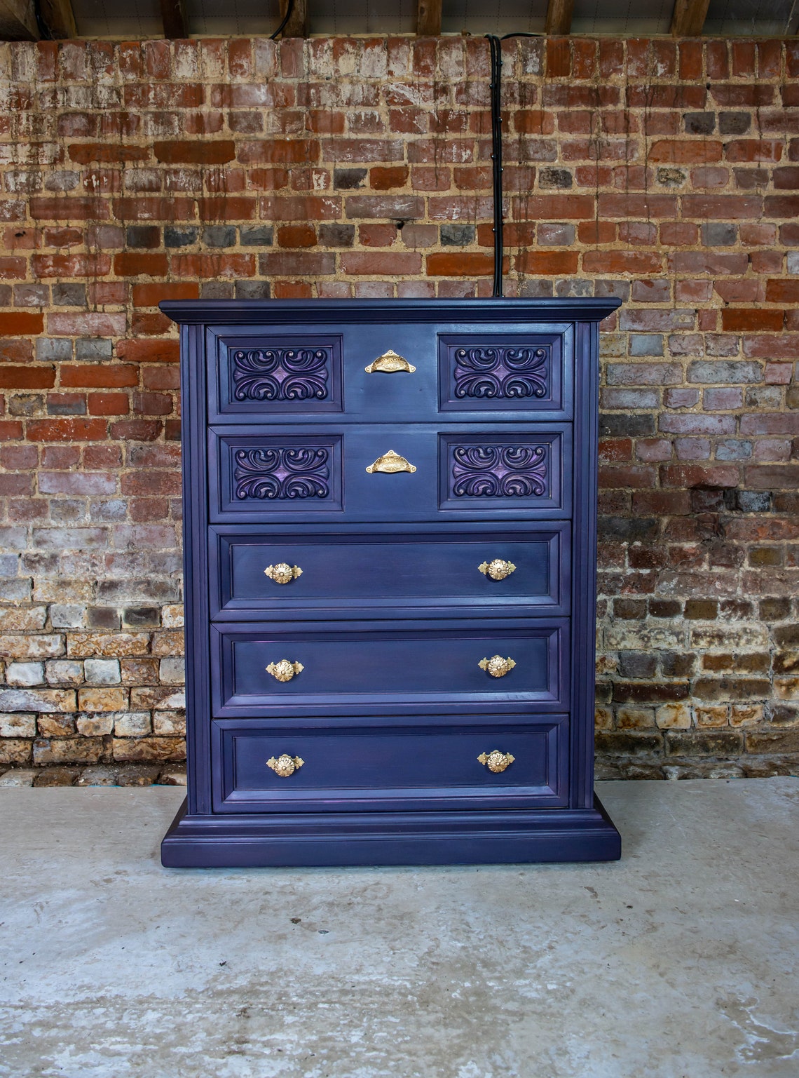 Solid Wood Painted Tallboy Chest Of Drawers Etsy