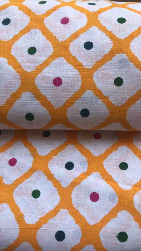 By Yard Indian Floral Bird Print Hand Block Cotton Fabric Dressmaking Sewing Art