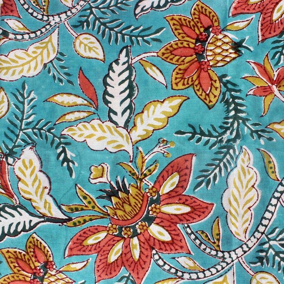 Indian Hand Block Print Fabric Pure Cotton Fabric Sanganer Etsy