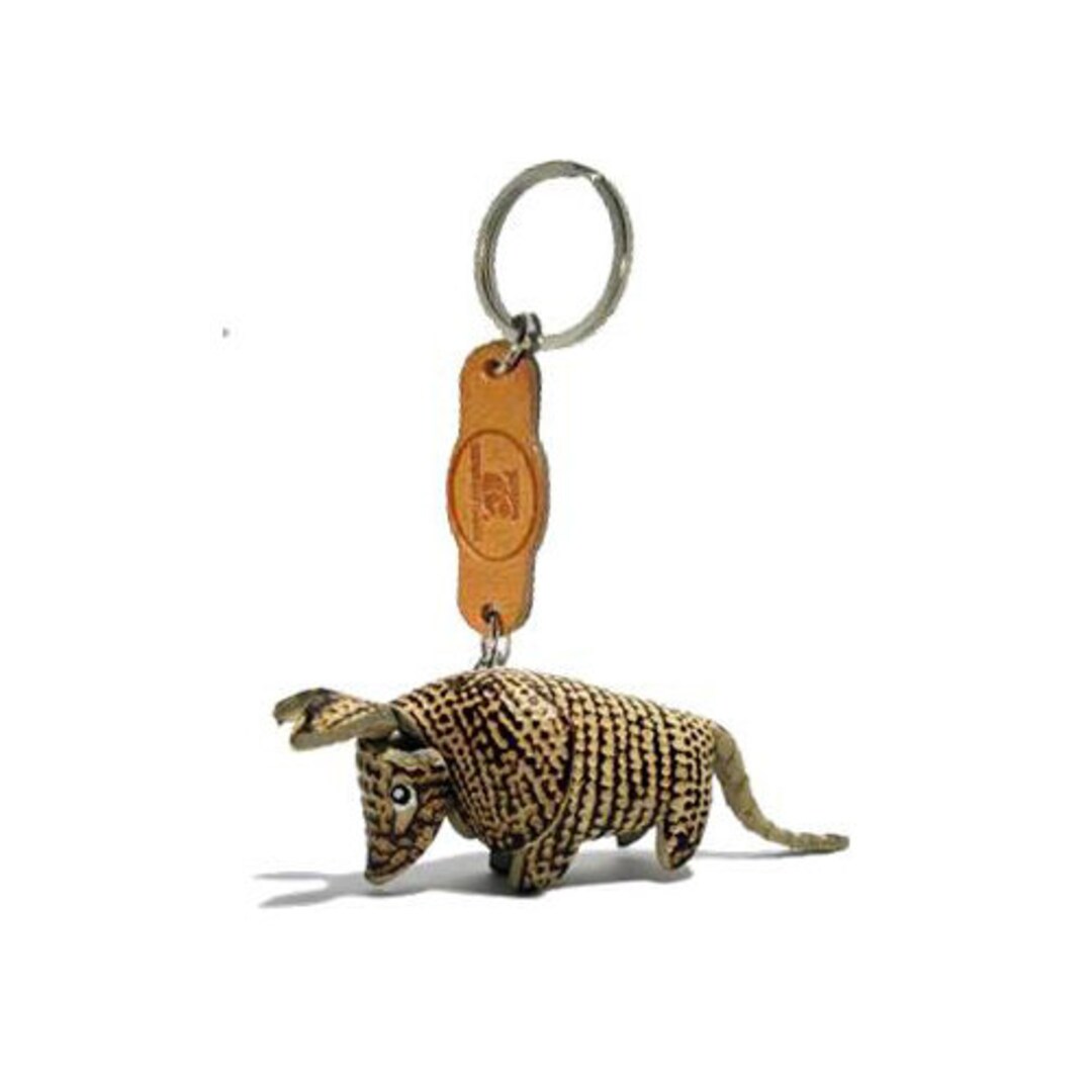 Personalised Armadillos Keyring, Leather Animal Keychain, Personalized