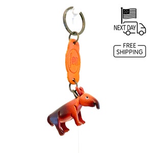 Tapir Keyring, Leather Animal Keychain, Personalized Key Ring, Charms, Nature Gifts, Cute Keychain