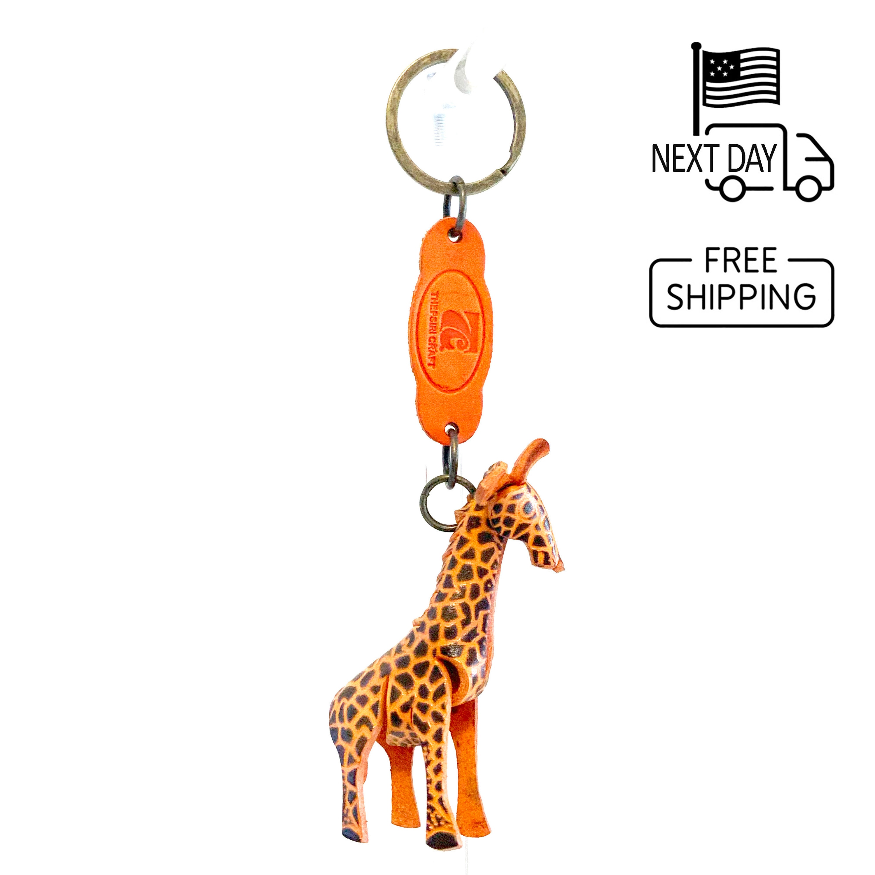 Handmade Leather Giraffe Keychain, Animal Keyring, Nature Gift - Etsy