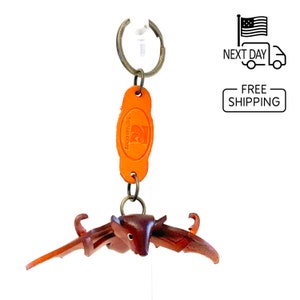 Bat Keyring, Leather Animal Keychain, Personalized Key Ring, Charms, Nature Gifts, Cute Keychain