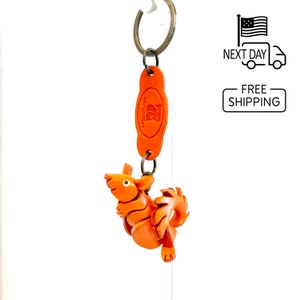Eekhoorn sleutelhanger, lederen dierensleutelhanger, gepersonaliseerde sleutelhanger, charmes, natuurgeschenken, schattige sleutelhanger