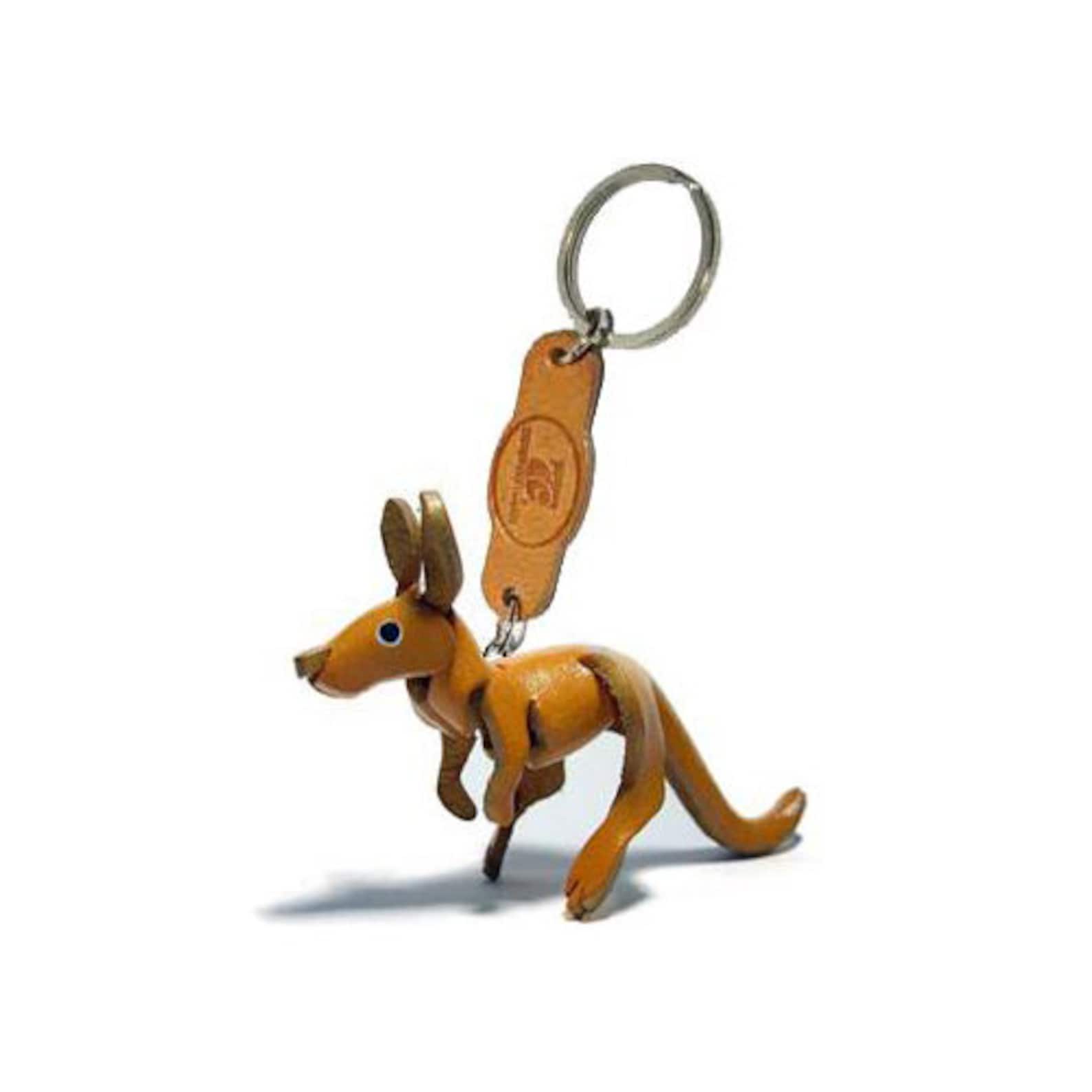 Personalised Kangaroo Keyring Leather Animal Keychain Etsy