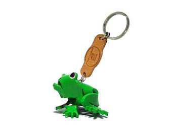 Personalized Handmade Leather Frog Keyring, Animal Keychain