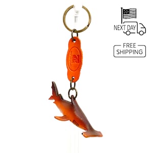 Shark Keyring, Leather Animal Keychain, Personalized Key Ring, Charms, Nature Gifts, Cute Keychain
