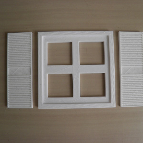 2 Windows and Shutters for dollhouse and other projects