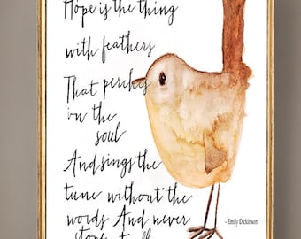 Hope is the Thing with Feathers Digital Download, Art Print, DIY Print