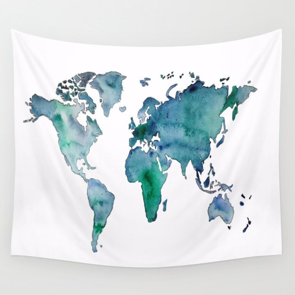 Acuarela Mapa del mundo Mapa de arte de la pared Wanderlust | Etsy