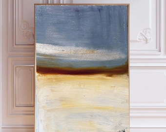 Original Abstract Oil Painting on Canvas | Coastal Serenity II with Mica Powder | Handmade Art