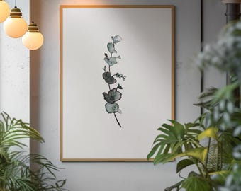 Eucalyptus Watercolor Print | Minimal Botanical Wall Art (Unframed)