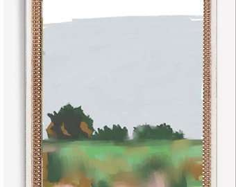 DIGITAL Download, Morning Meadow Pastel - 18x24 Digital Download | Soft Landscape Painting