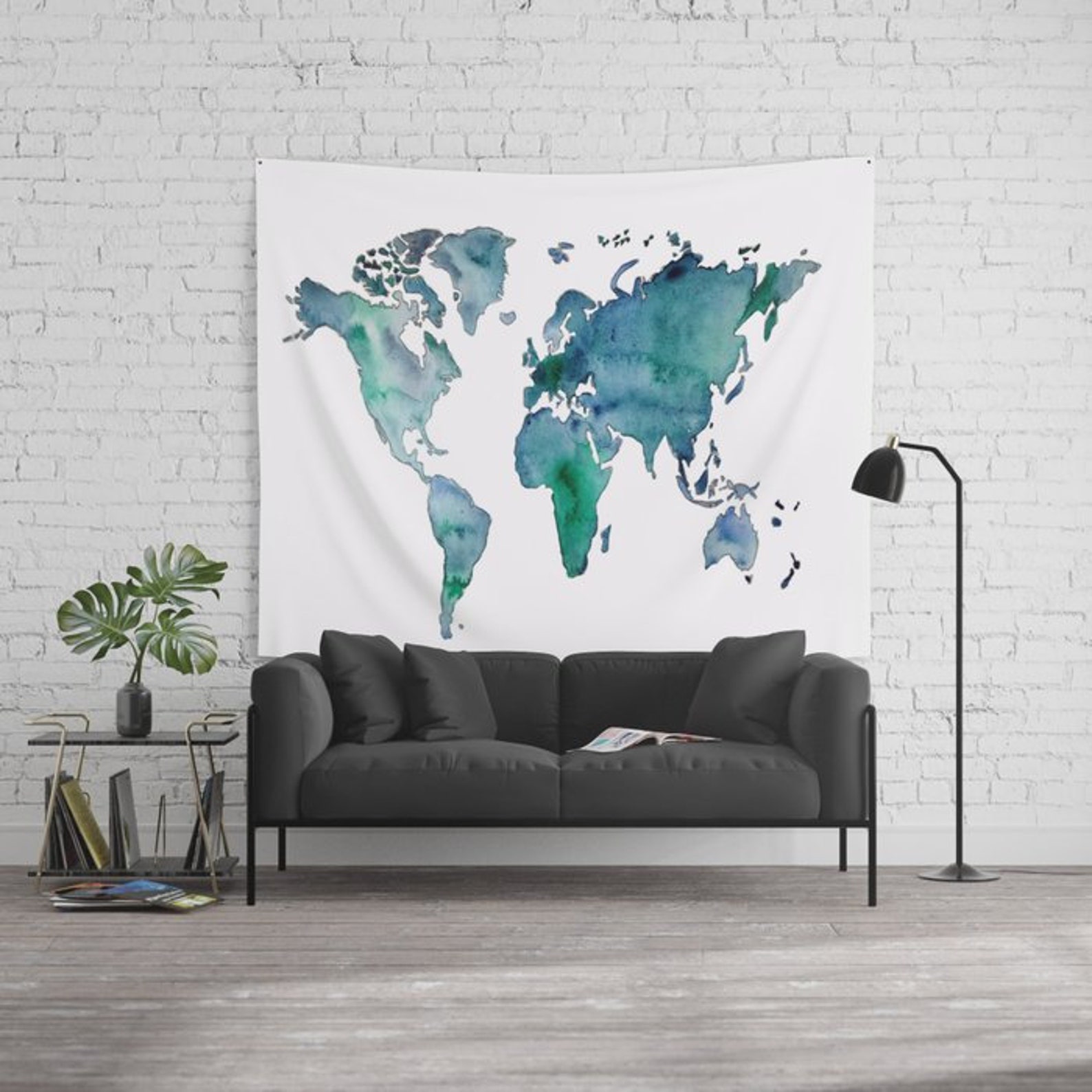 Acuarela Mapa del mundo Mapa de arte de la pared Wanderlust | Etsy