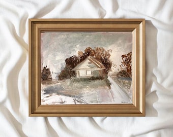 Into the Woods Original Oil Painting - Rustic Cabin Art, Unframed