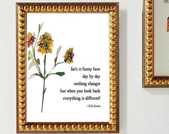 C.S. Lewis Quote Print: Inspirational Floral Wall Art (12x16 Digital Download)