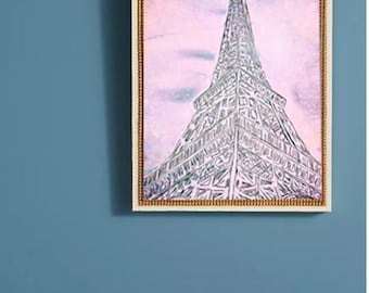 Paris Eiffel Tower Digital Download | Abstract Line Art with Bokeh Glow | 30x36 Printable Wall Art