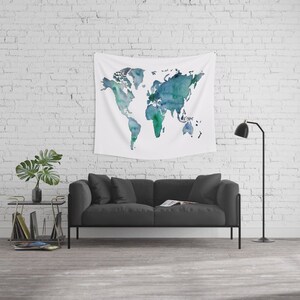Acuarela Mapa del mundo Mapa de arte de la pared Wanderlust | Etsy