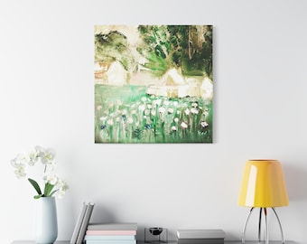 Cabin in the Woods Canvas Print, Rustic Cottage Landscape, Nature Lover Decor