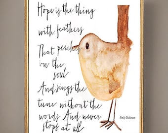 Hope is the Thing with Feathers Digital Download, Art Print, DIY Print