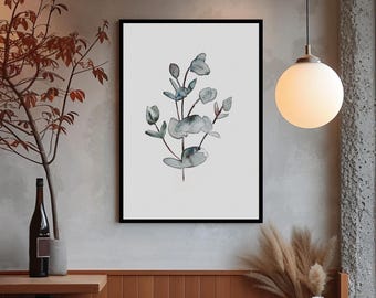 Blue Eucalyptus Spray Giclée Art Print | Botanical Wall Art