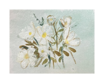 White Wildflower Bouquet Matte Canvas