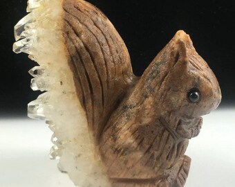 128g Tigers Eye Stone Carved Squirrel