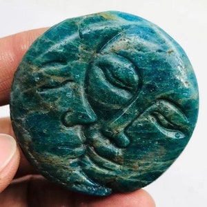67g Sun Moon Apatite Carved Stone Figure