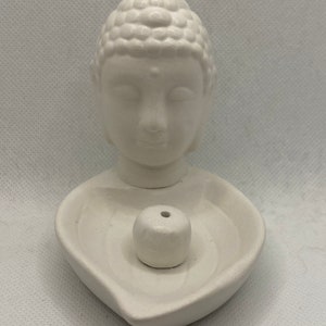 3 3/4” Ceramic Buddha Head Incense Dish Figurine