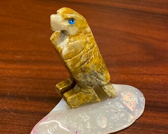 28g Soapstone Eagle on Agate Slab