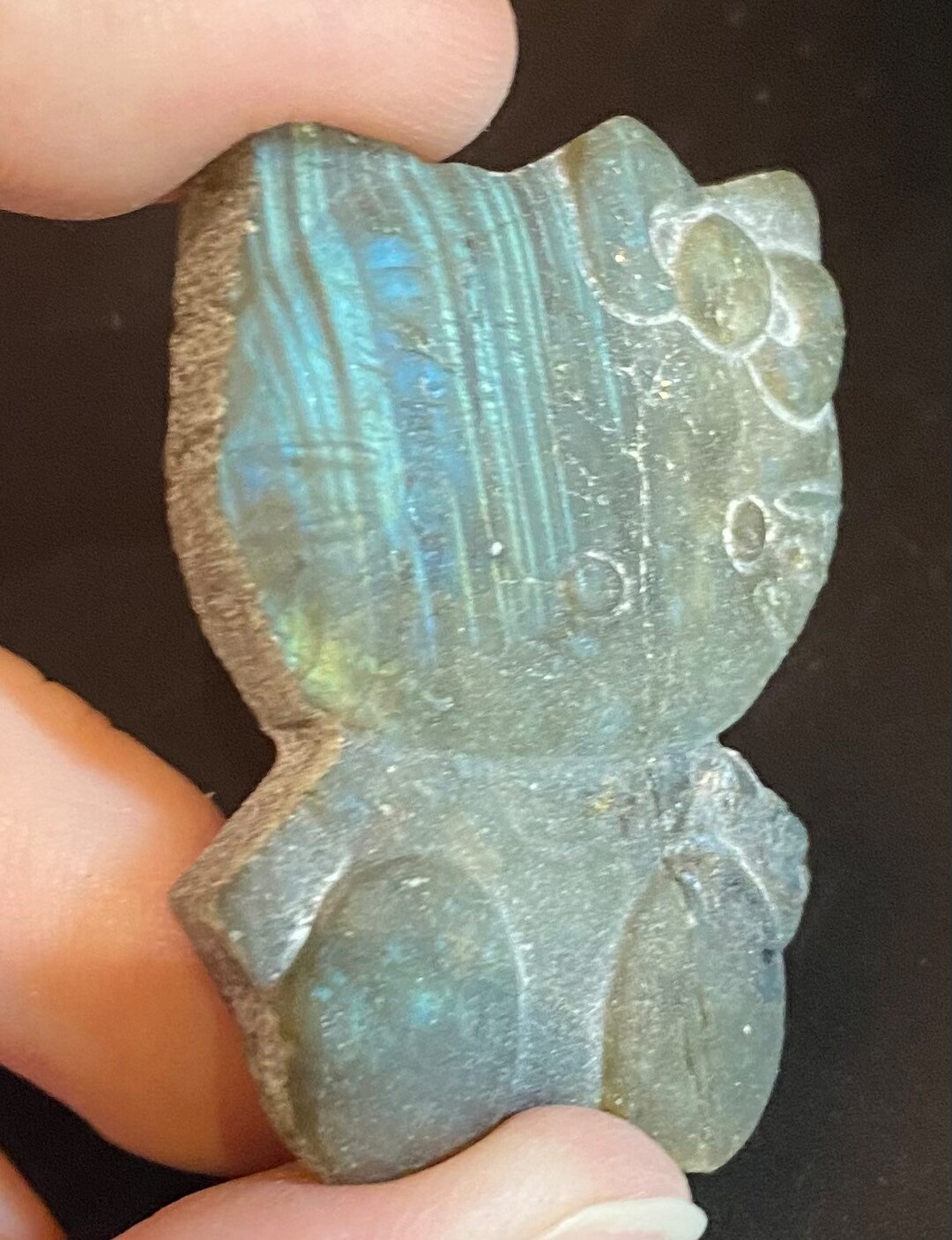 30g Girl Kitty Labradorite Carved Stone Figure - Etsy