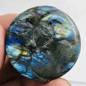 37g Sun Moon Labradorite Carved Stone Figure
