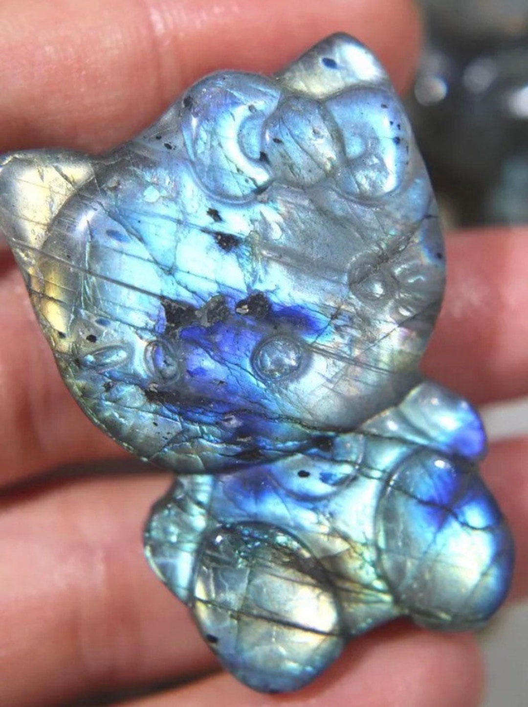 22g Girl Kitty Labradorite Carved Stone Figure C9259 - Etsy