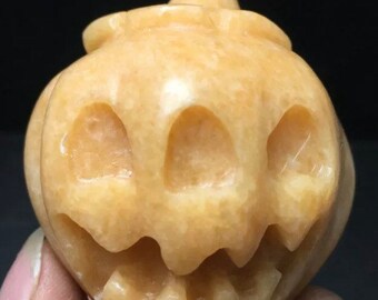 147g Natural Carved Adventurine Pumpkin Jack-o’-lantern Halloween