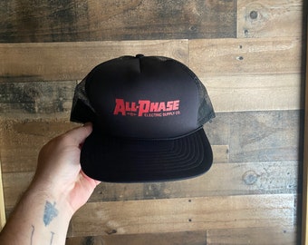 Marke: All Phase Double Snapback Hat Rope Cap Foam Front Black Red Electrical Supply Trucker Adult Mens San Sun