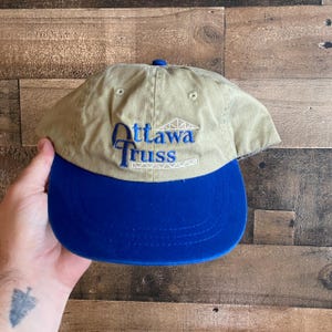 Ottawa Truss Strapback Hat True Vintage Adult Mens Dad Cap Sewn Canada Construction 90s Y2K Spruce Bay
