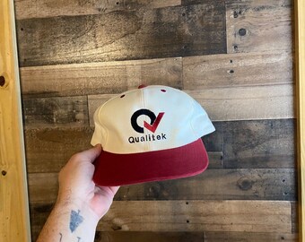 Qualitek Strapback Hat Sewn Cap Adult Mens Dad White Red Black Luna Pier