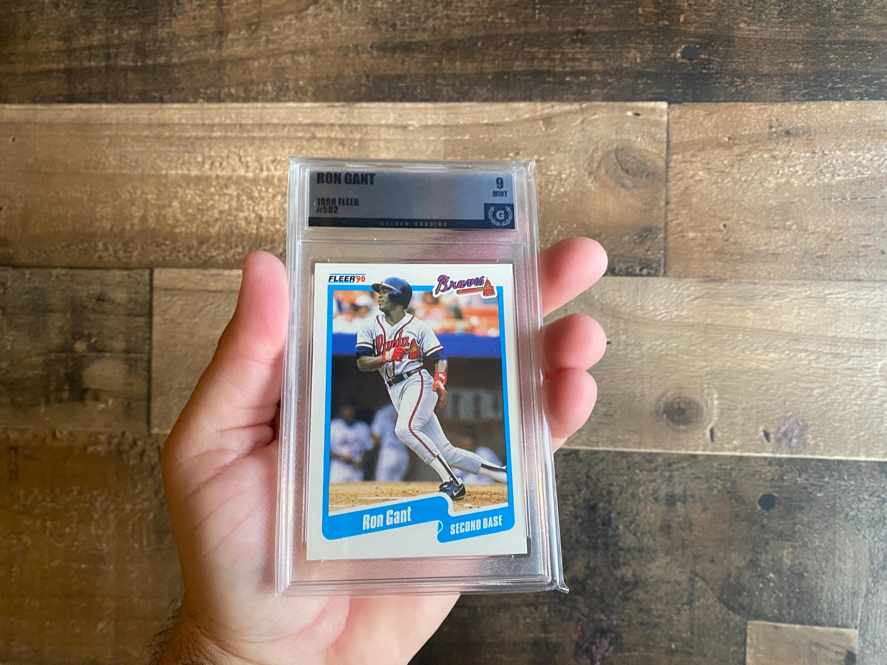 Ron Gant Card Vintage 1990 Graded 9 Mint Fleer Atlanta Braves Slab