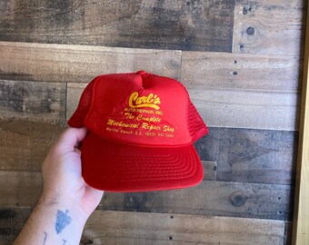 Carl's Auto Repair Double Snapback Hat Foam Front Rope Cap 3D Puff Print Myrtle Beach South Carolina Trucker