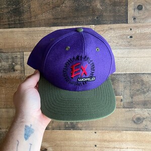 Special Ex World Snapback Hat Cap Purple Green Red Black White Adult Mens Vtg