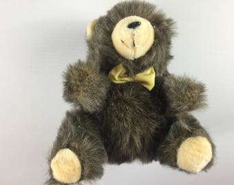 Fairview Plush Bear Stuffed 13" Fat Furry Cuddly Yellow Bow Tie Teddy Kids New Baby Nursery Gift Idea Toddler