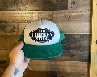 The Turkey Store Snapback Hat Foam Front Rope Cap CLEAN White Green Black Trucker
