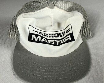 Arrow Master Snapback Hat Trucker Cap White Gray Black USA Made Adult Mens One Size Adjust-A-Tab Brand