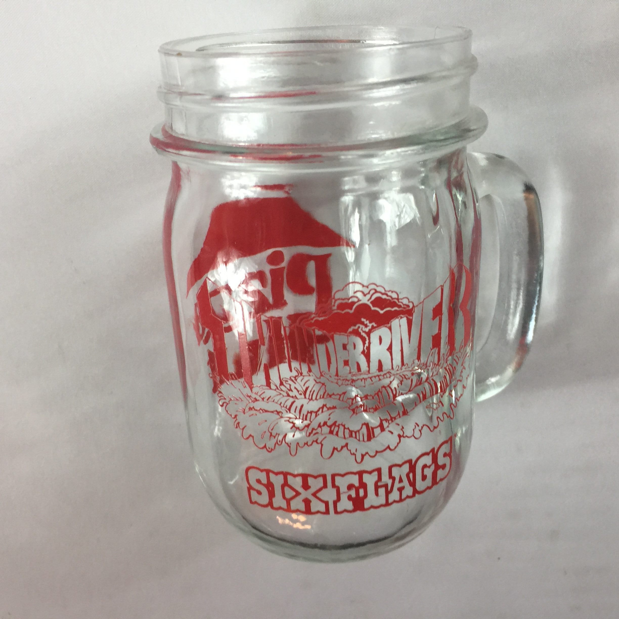 Pizza Hut Glass Jar Mug Cup Thunder River Six Flags Theme Park Etsy