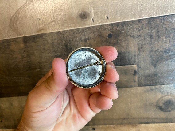 Think Lutefisk Pin Vintage Button Pinback Hat Cap Jacket Coat Fargo Rubber Stamp Works View 2